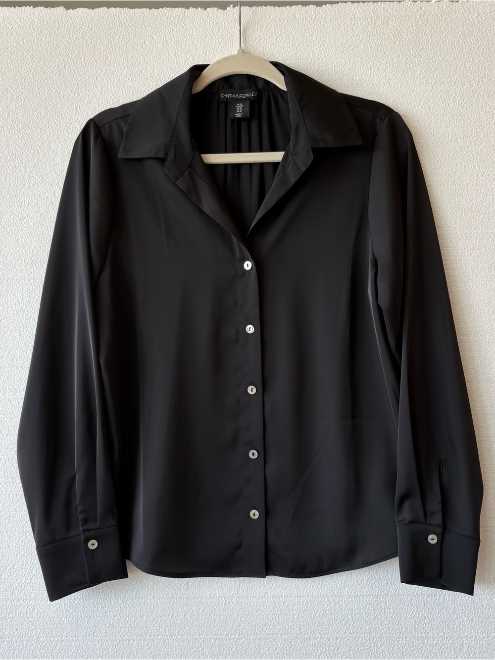 Cynthia Rowley Black Button Down Blouse, Medium, NWOT